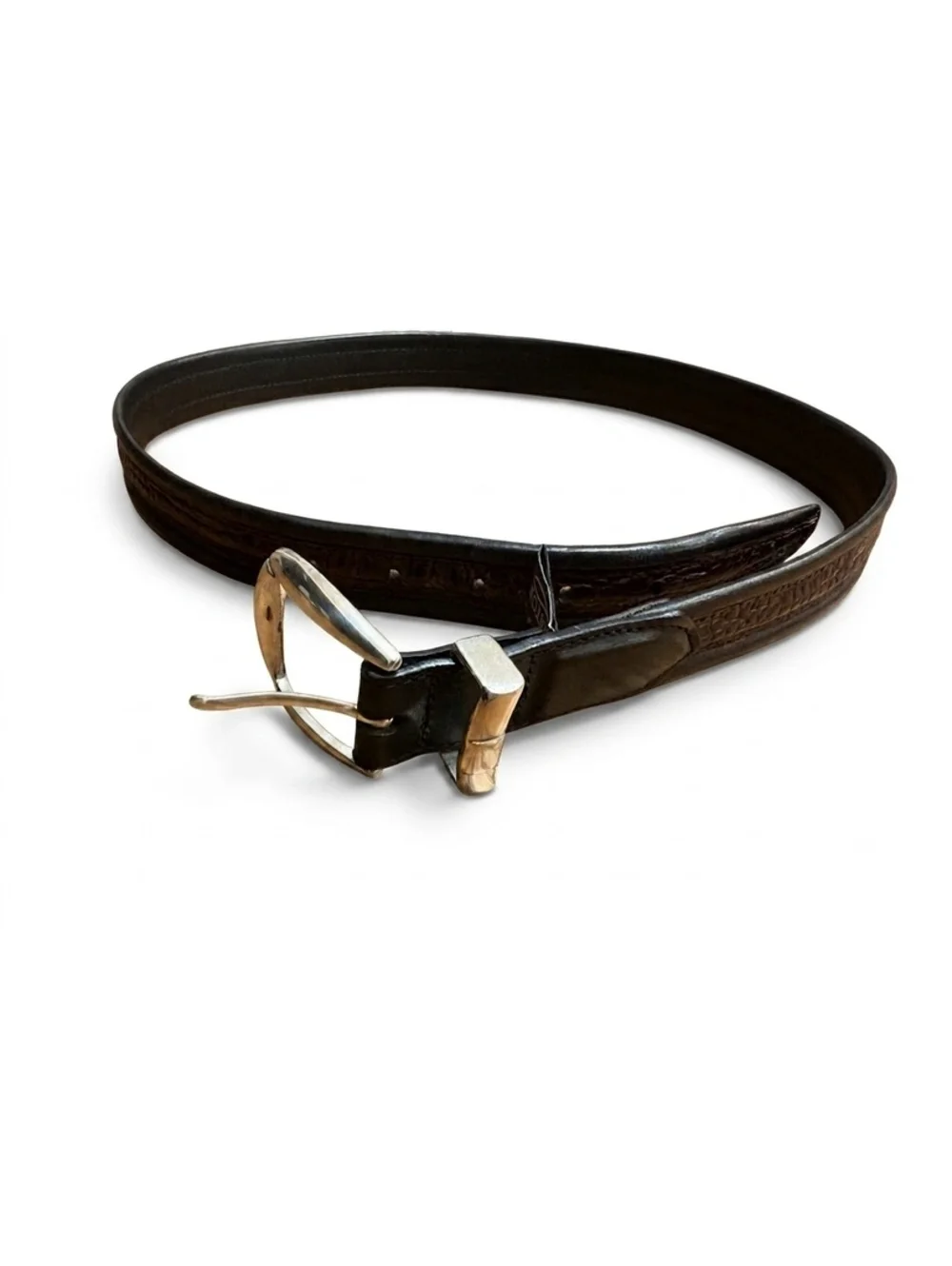 Brighton Leather Belt Men’s Size 36 Brown/Black Textured Two-Tone Accessory